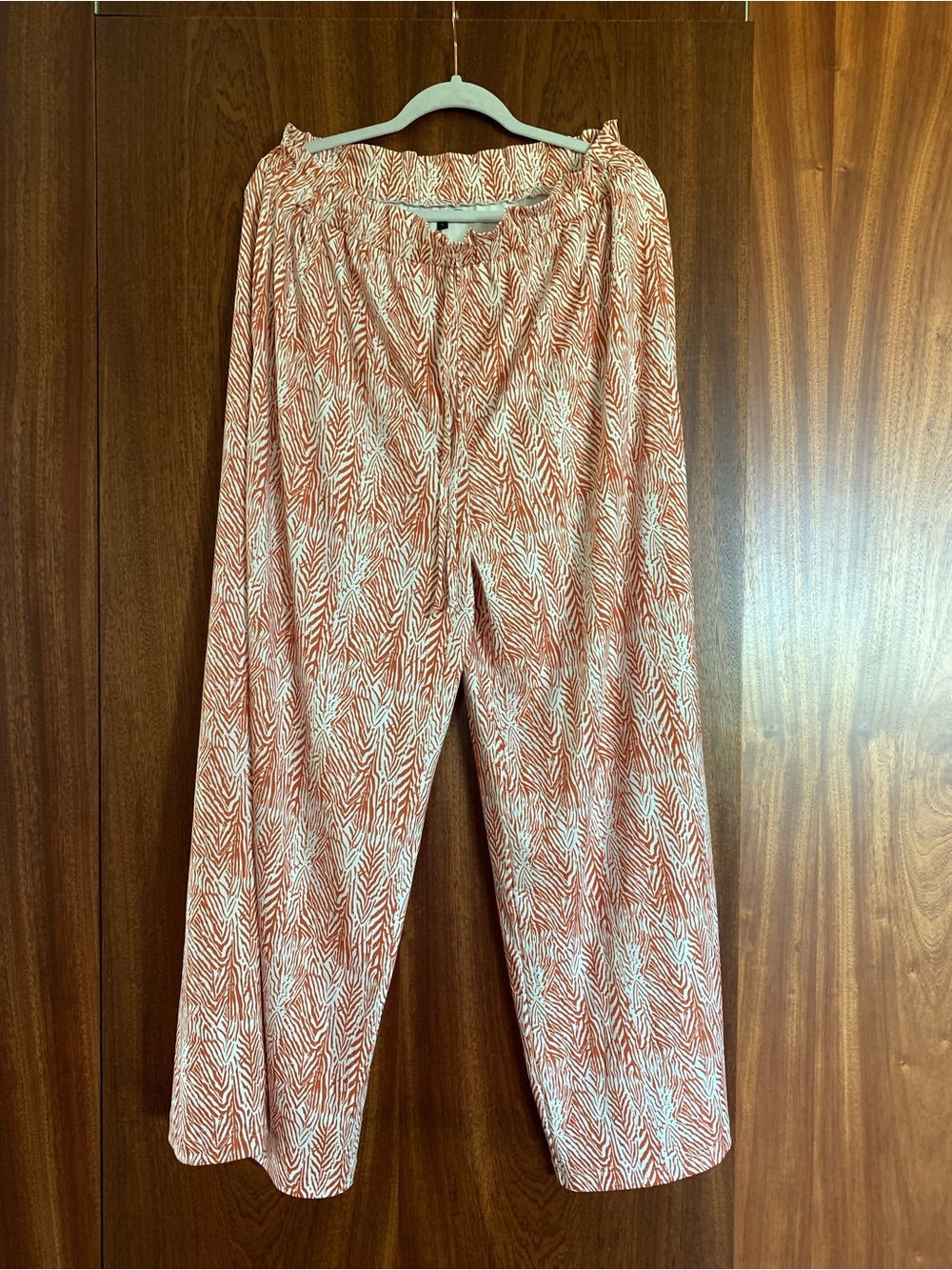 America & Beyond Zebra Rust & White Printed Wide-Leg Pants